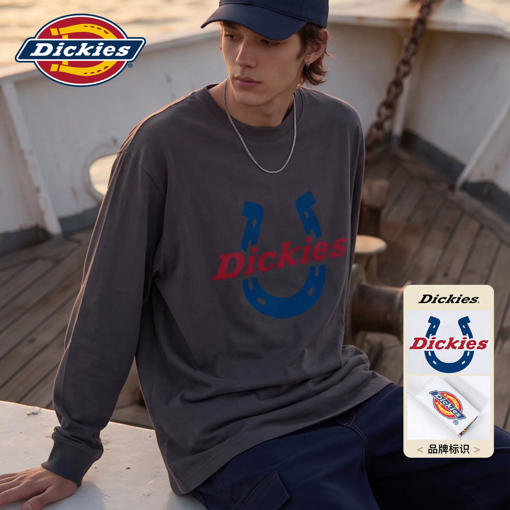 Dickies Horseshoe Print 400g Wrinkle-Resistant Loose Long-Sleeve Tee