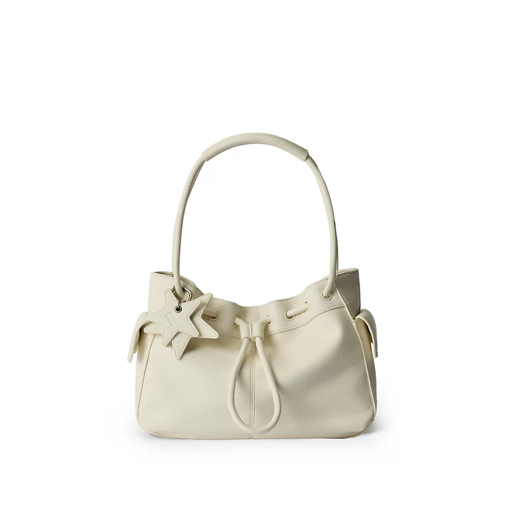 ECODAY Pebble Grain Faux Leather Drawstring Boston Bag