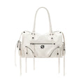 JELLY TOYBOY White Faux Leather Zip-Top Tote