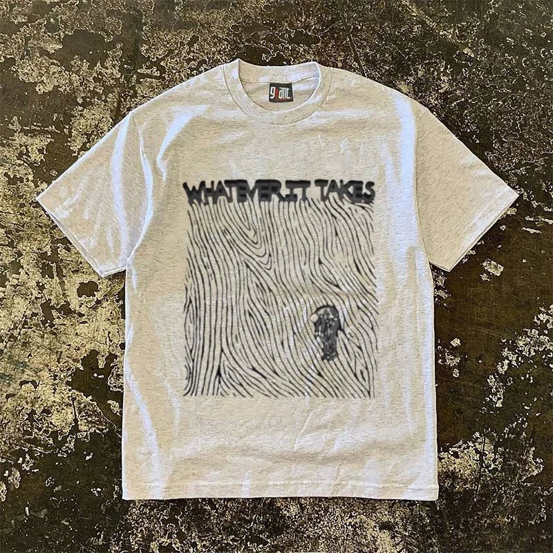 UPUPXIA Retro Skeleton Print Loose Tee