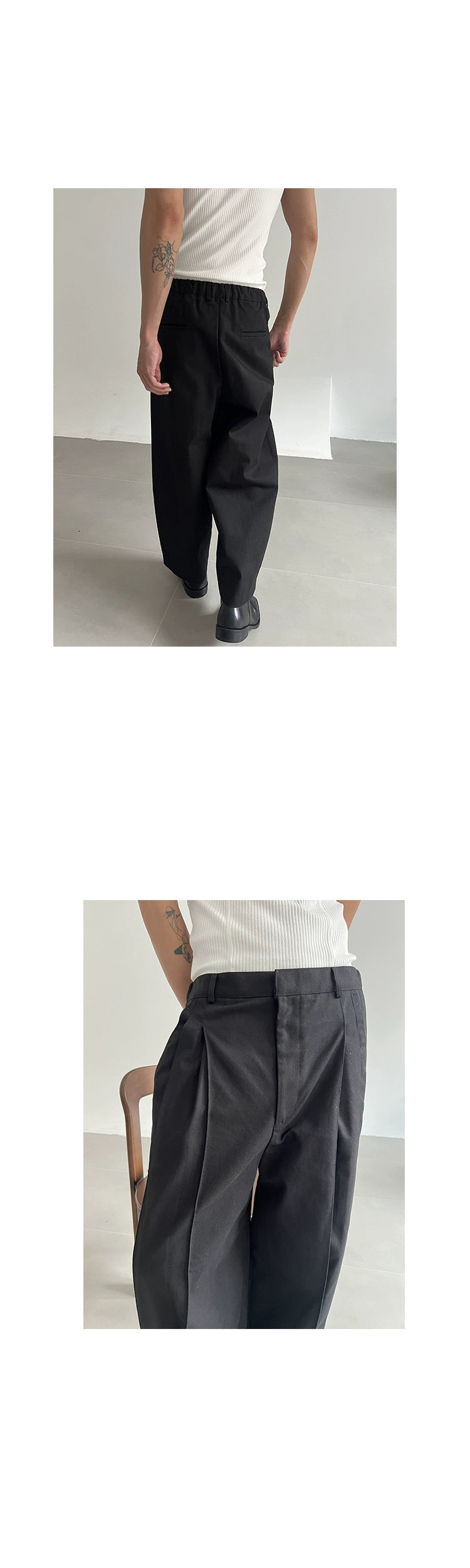 COLN crisp & loose cotton pleated pants