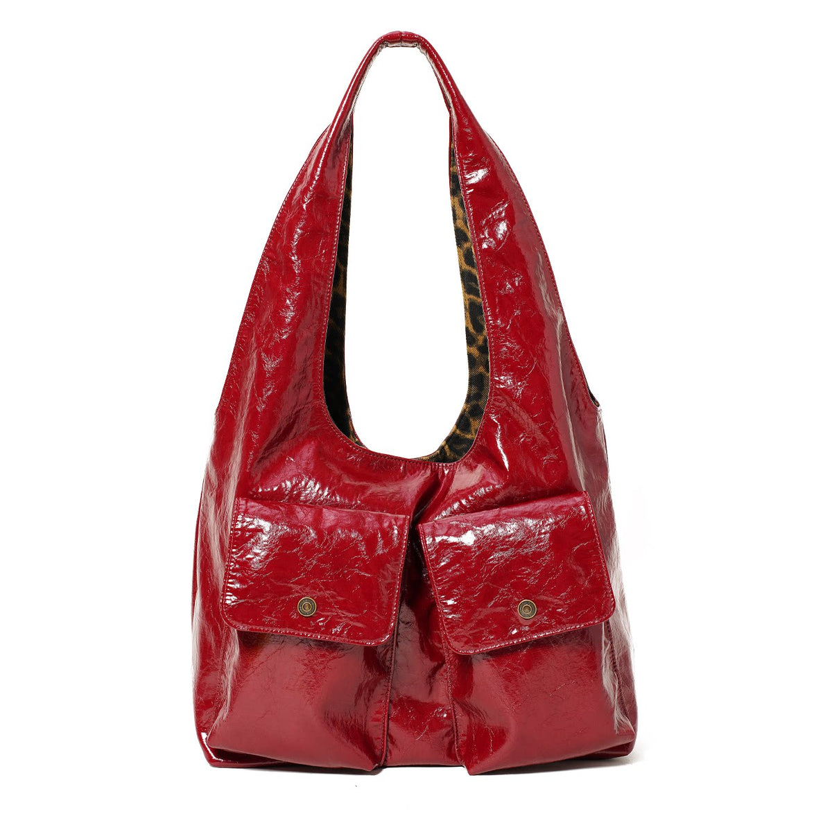 Momogigi Retro Red Waxed Paper Texture Hobo Bag