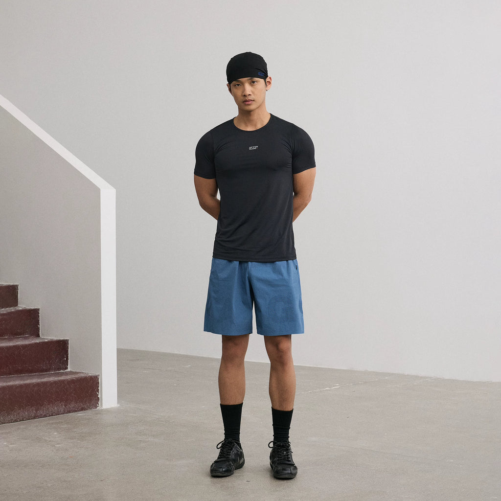AFTERGLOW Checkered Contrast Logo 165g Breathable Slim Fit Tee