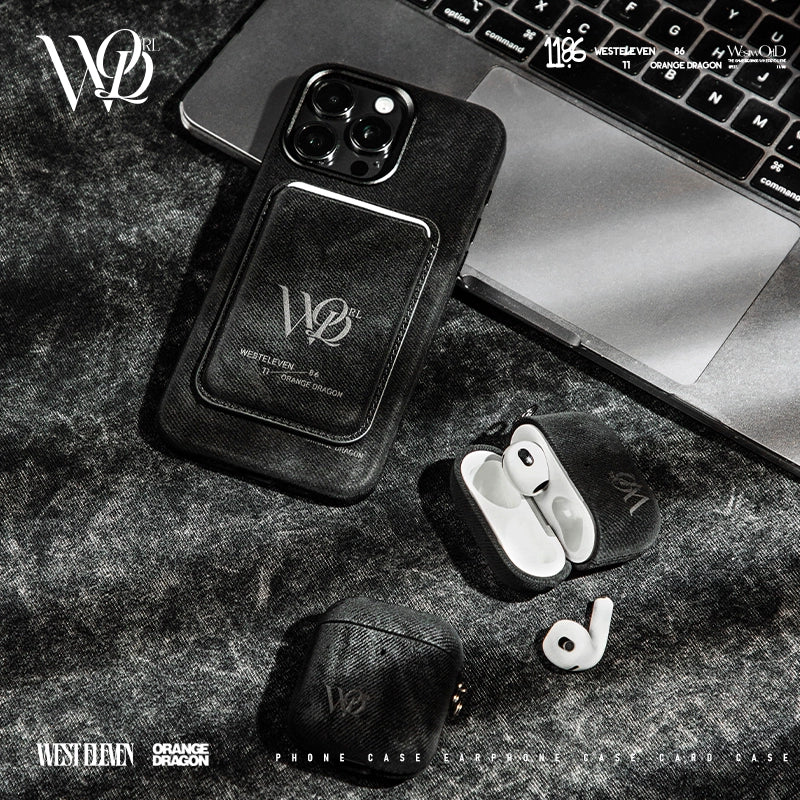 WESTELEVEN Apple Embossed LOGO Magnetic Mobile Phone Case, Magnetic Card Bag, Earphone Case.