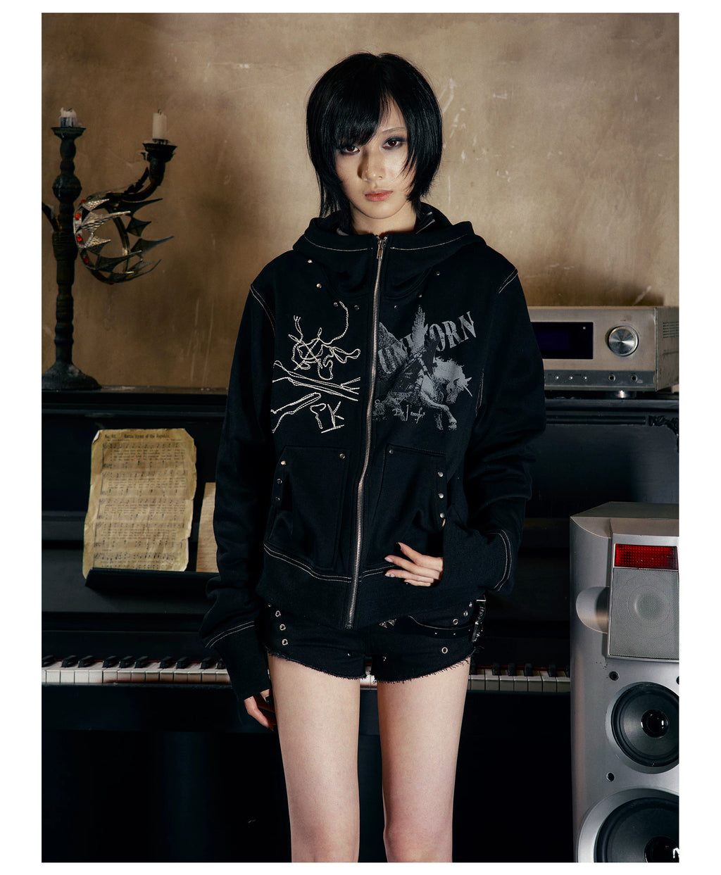PAIKI Magic Ride Unicorn Cardigan Hooded Fleece Sweater