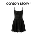 Cantonstory Black A-Line Slimming Slip Dress