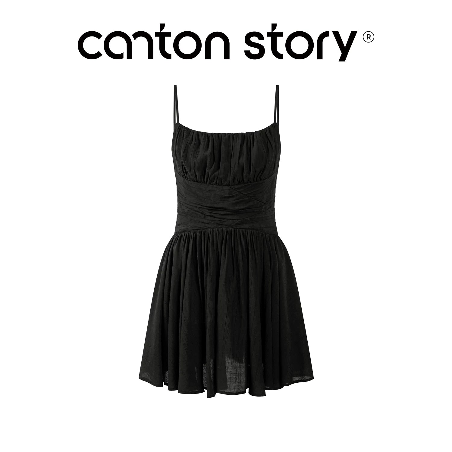 Cantonstory Black A-Line Slimming Slip Dress