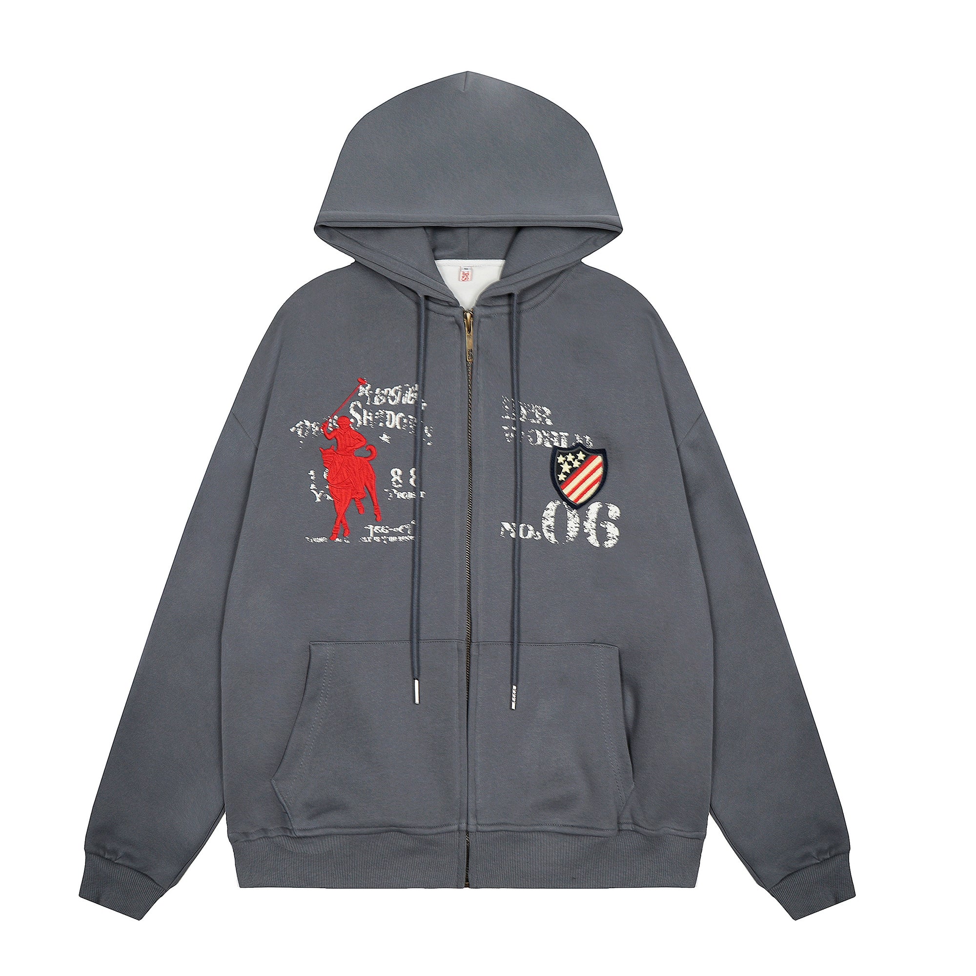 BLACKLISTS Vintage Alphabet Print Embroidered Sweater Jacket
