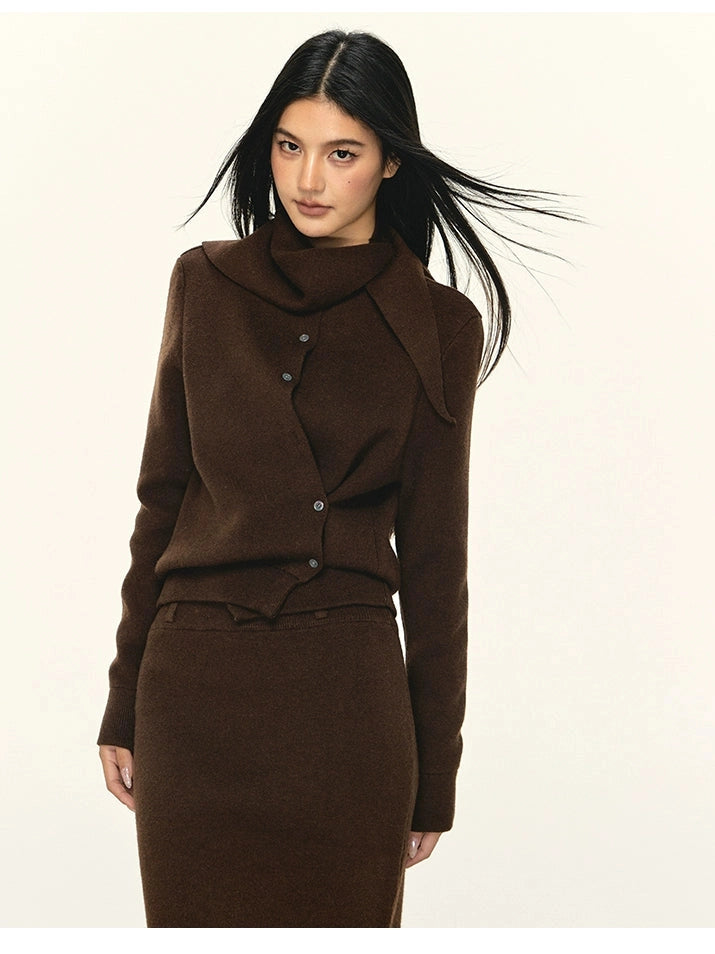 Anna Aneae Sweater Cardigan Knitted Skirt Set