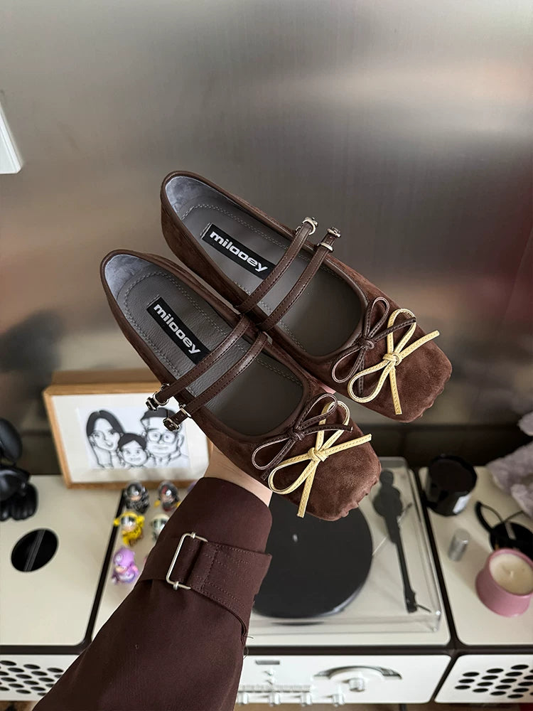 MILOOEY Leather Bow Mary Jane Ballet Flat