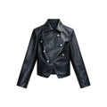 JCAESAR WOMEN Asymmetric Fitted Leather Jacket