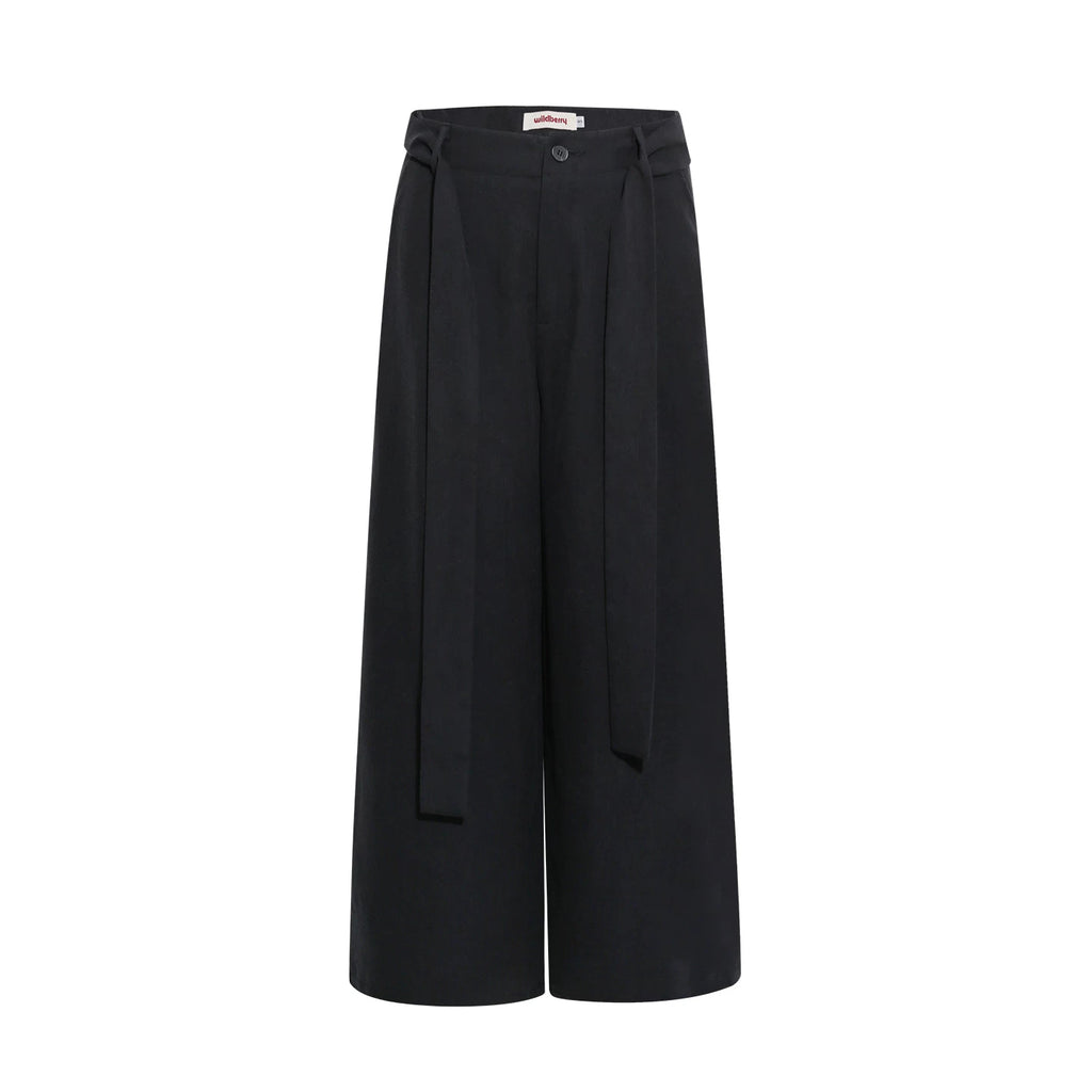 Wildberry Black High-Waist Wide-Leg Casual Pants