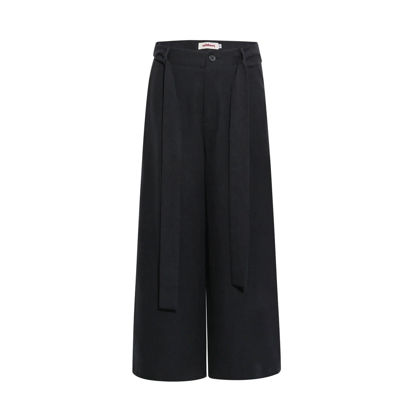 Wildberry Black High-Waist Wide-Leg Casual Pants