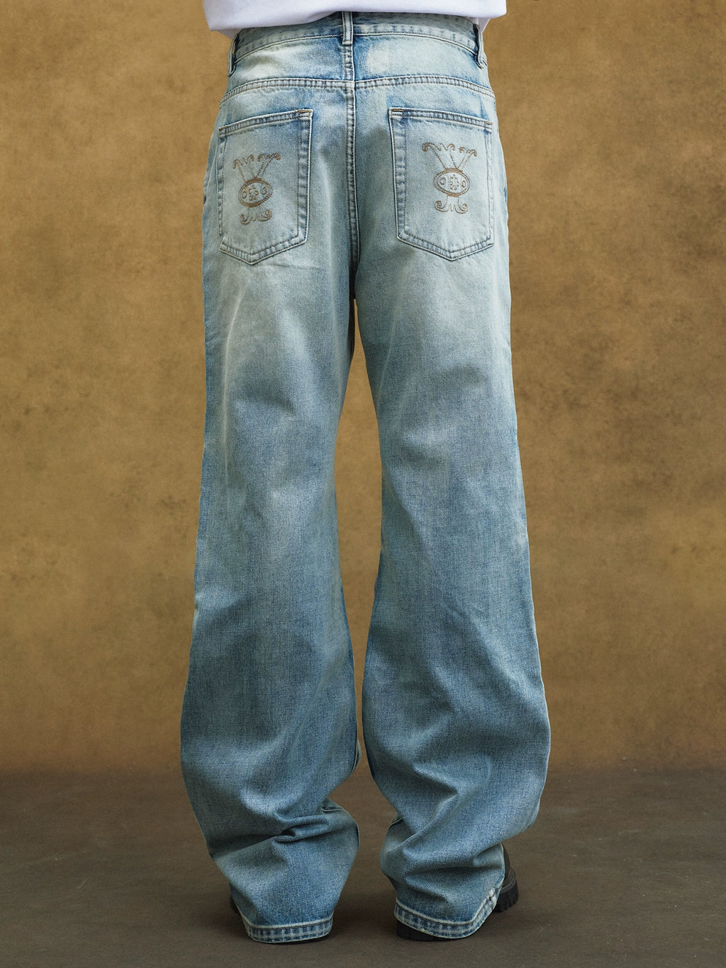 YADcrew Retro Cat Beard Loose Casual Jeans