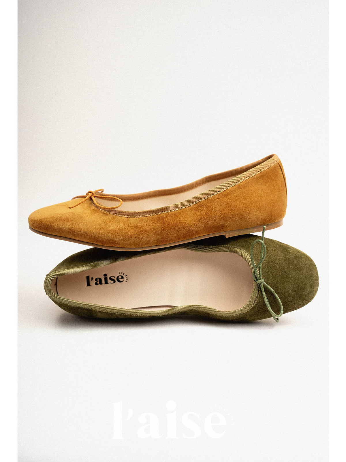 L'aise Suede Bow Slip-On Ballet Flat