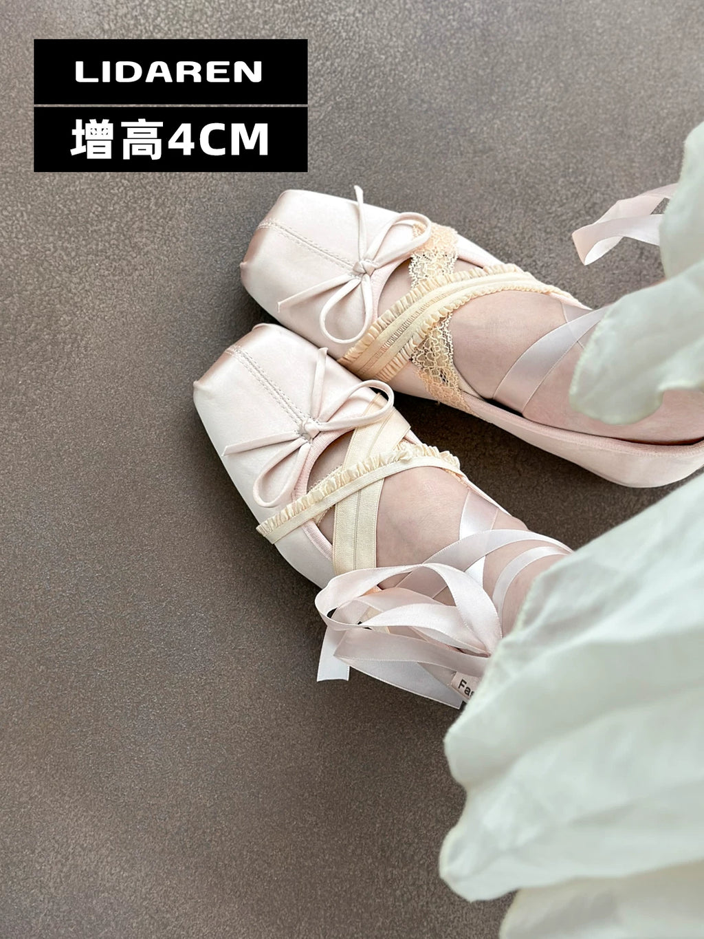 Lidaren Produced Suede Lace-Up Square-Toe Ballet Flat