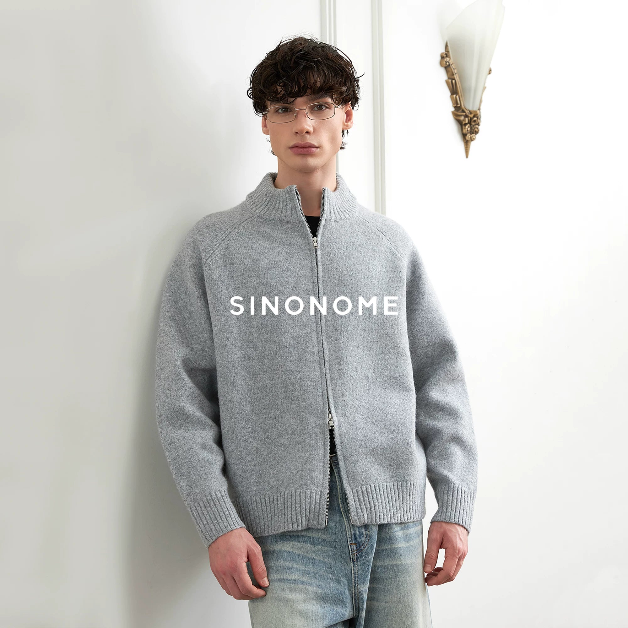 SINONOME Simple Loose Zipper Sweater