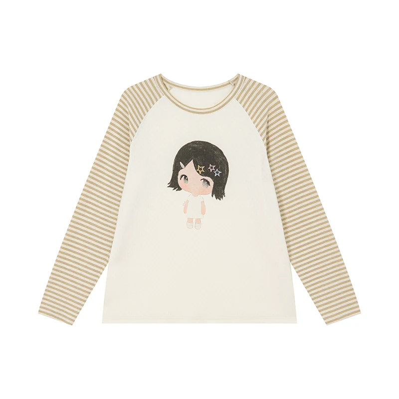 KANO Striped Color-Block Raglan Long-Sleeve Tee
