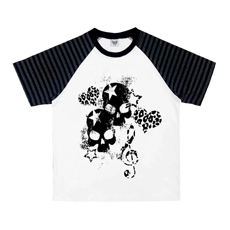 Wetbody Shoulder Sleeve Tattoo Print Casual Tee