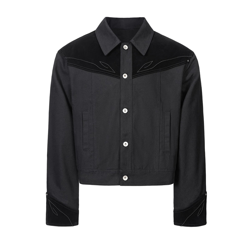 Esaias Rune Embroidered Canvas Cropped Jacket