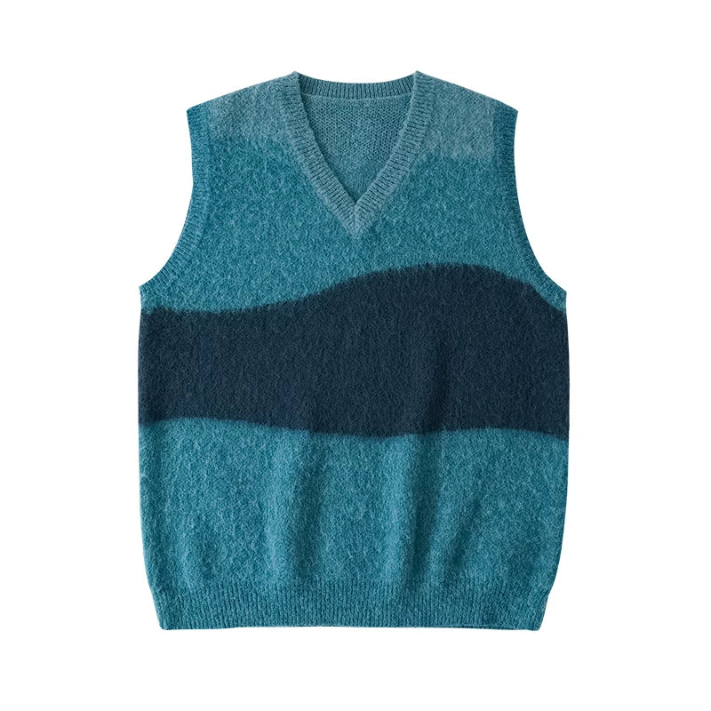 LR MADE Retro Color-Block V-Neck Vest