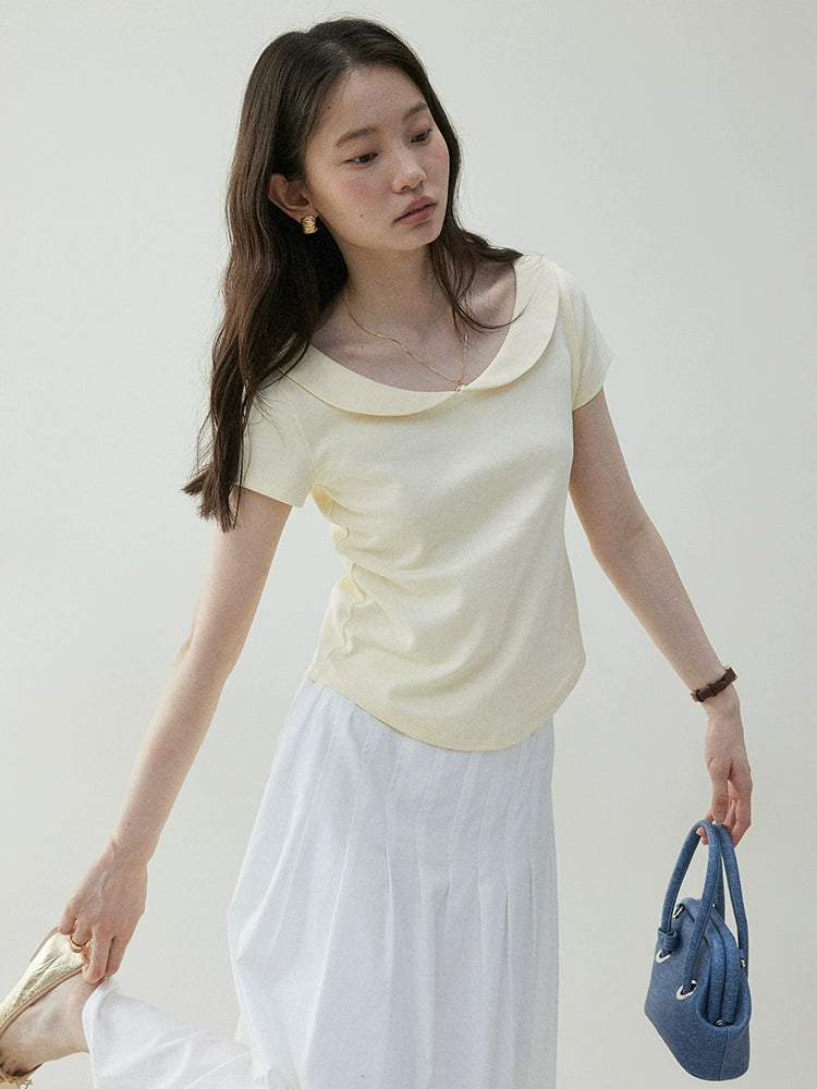 VOOE Peter Pan Collar Curved Hem Tee