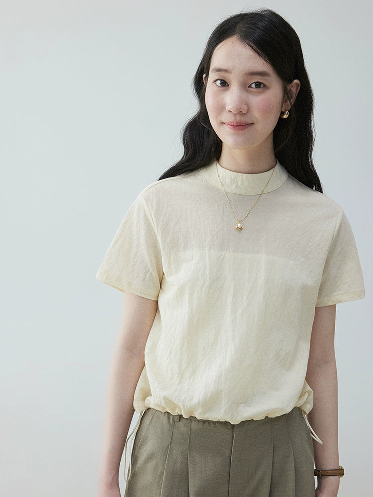 VOOE Small Stand-up Collar Light and Breathable Texture Shirt