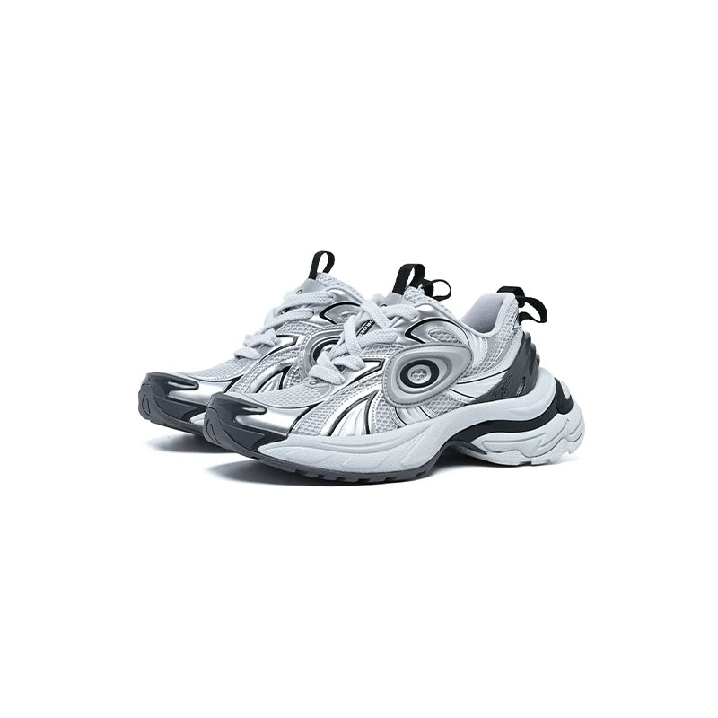 OLD ORDER Metallic Silver Chunky Platform Dad Sneaker