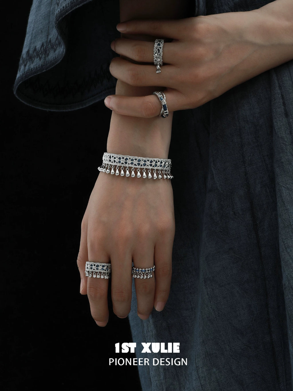 1ST XULIE Ethnic Style Blue Alloy Bracelet