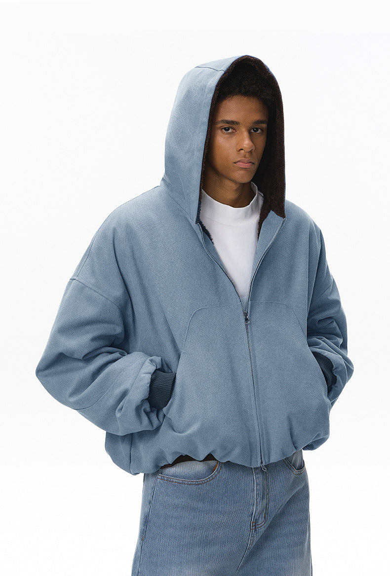 Inflation Short Contrasting Plush Zip Jacket
