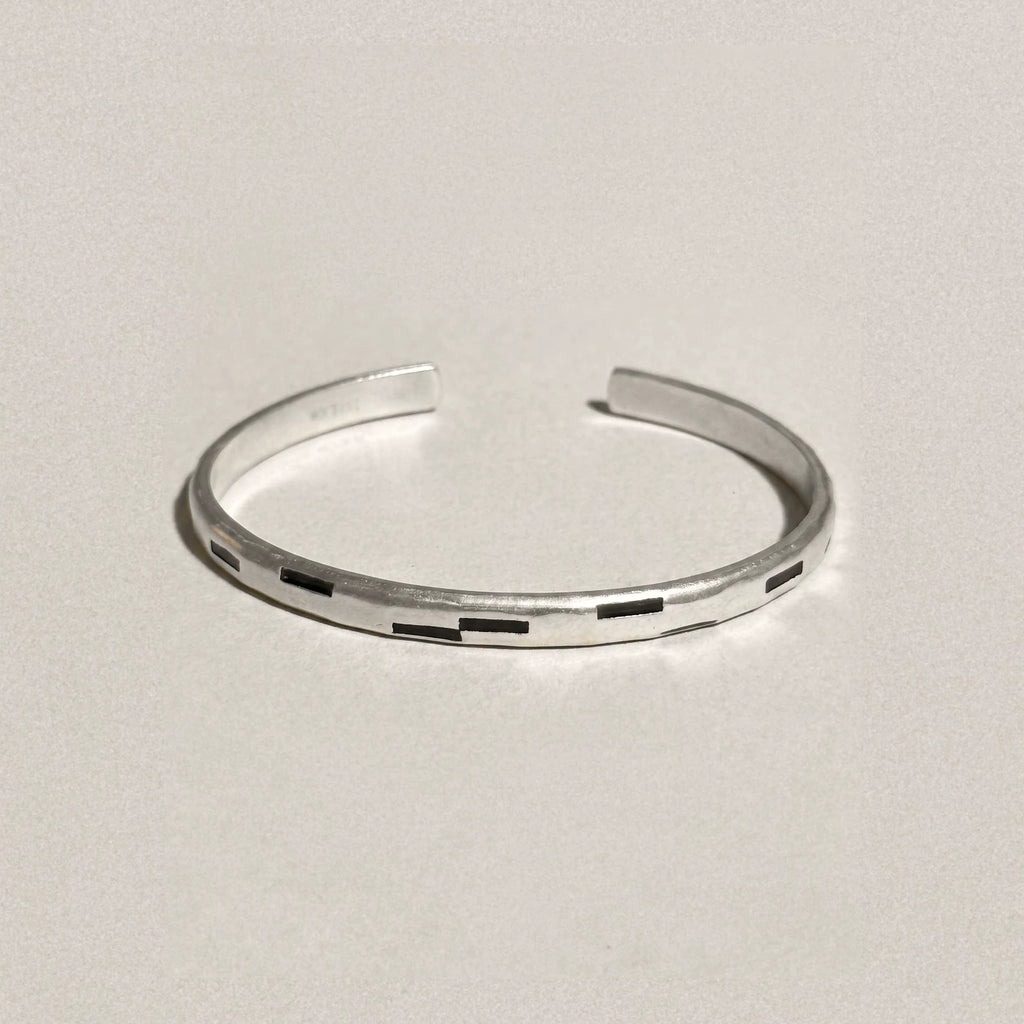 MEZZEM Silver Faceted Open Cuff Bangle