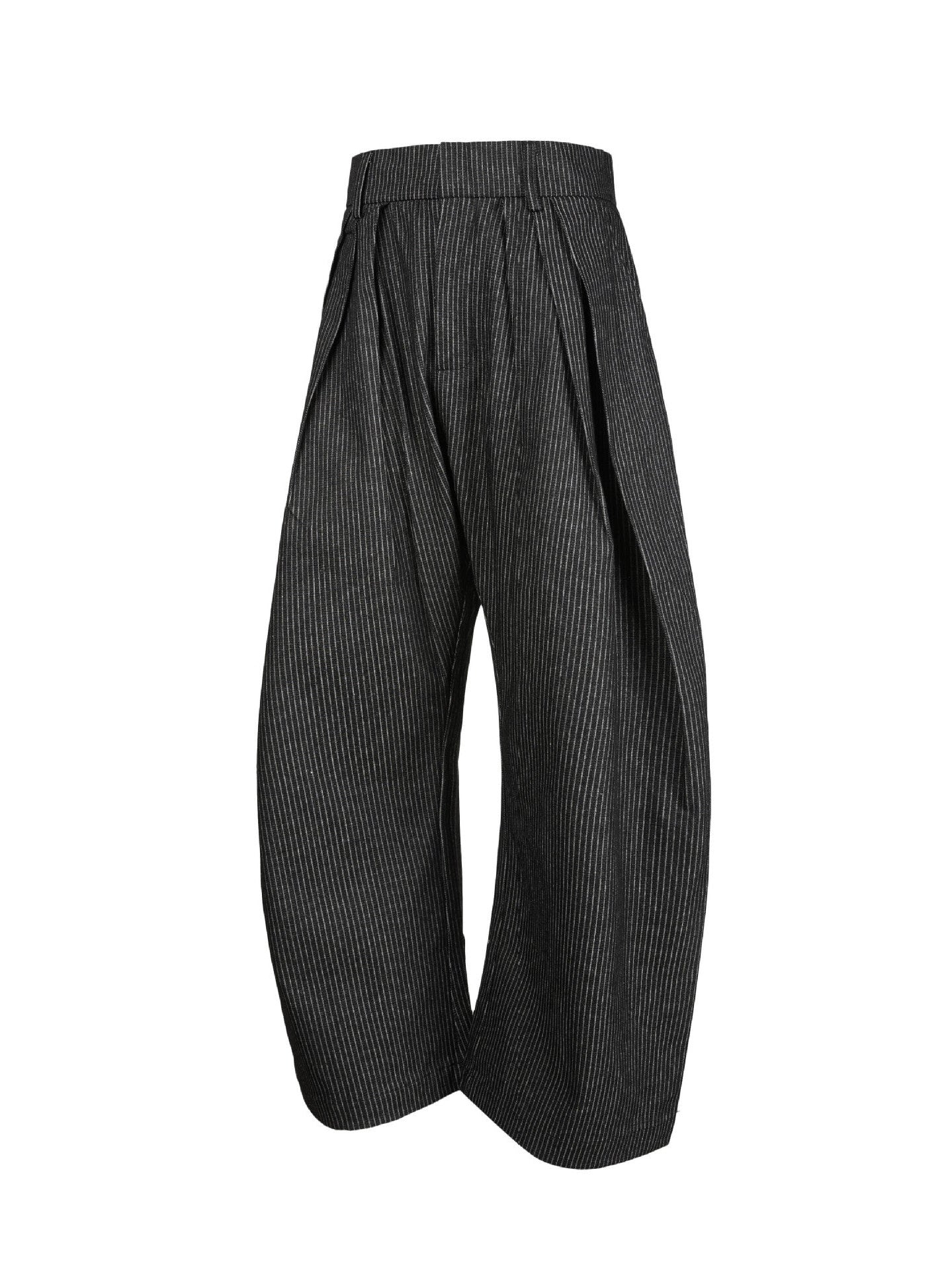EME Striped Vintage Pleated Casual Trousers