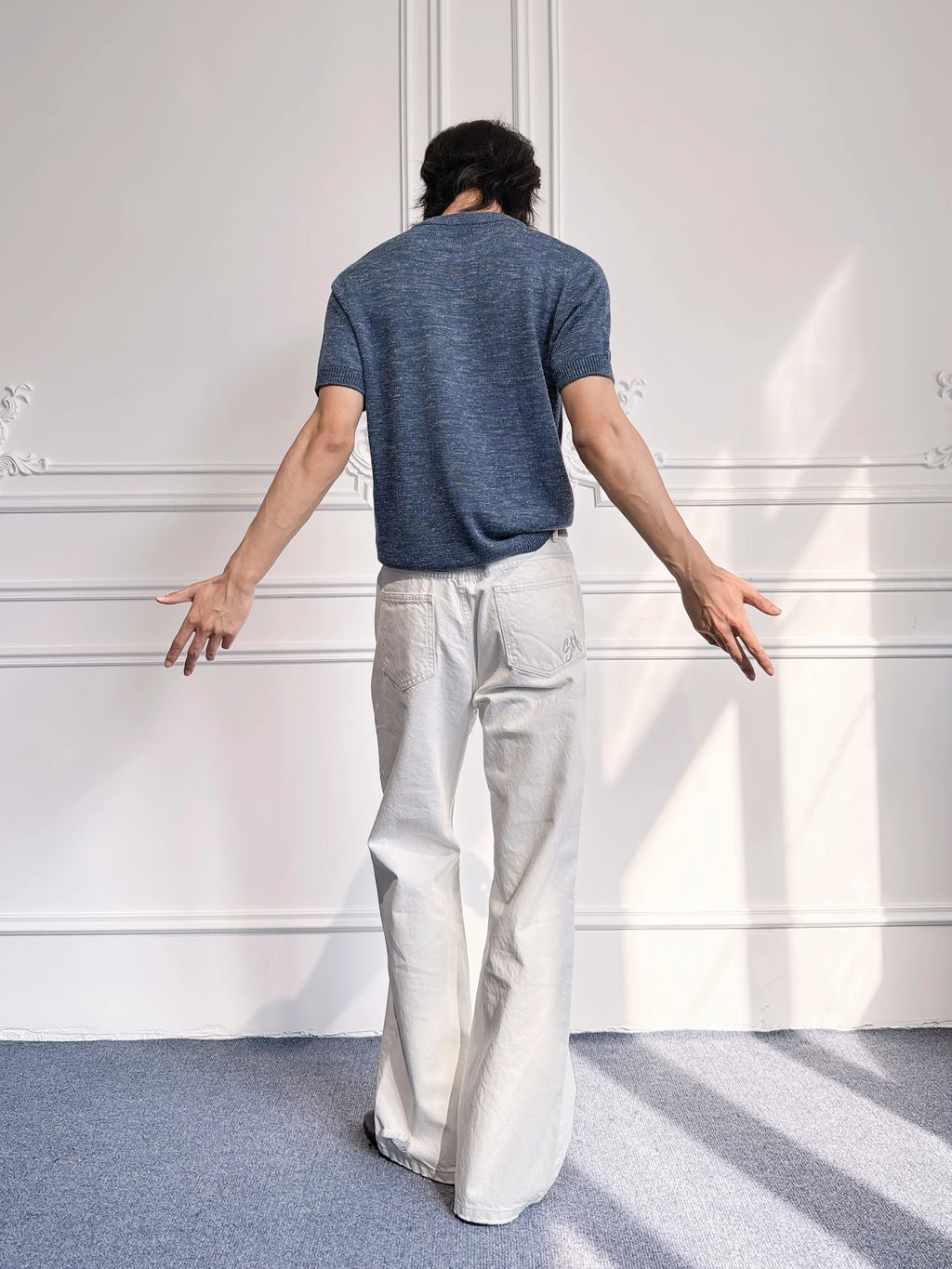 SOUTH FISH White Ghost Distressed Relaxed Straight Leg Jeans