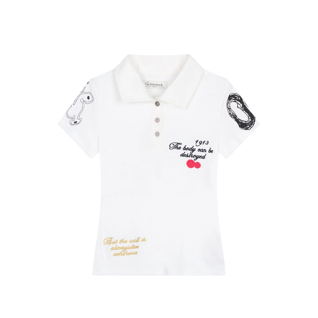 Achihara Horse Racing Polo Embroidered Shirt - Women's Layering Tee Top