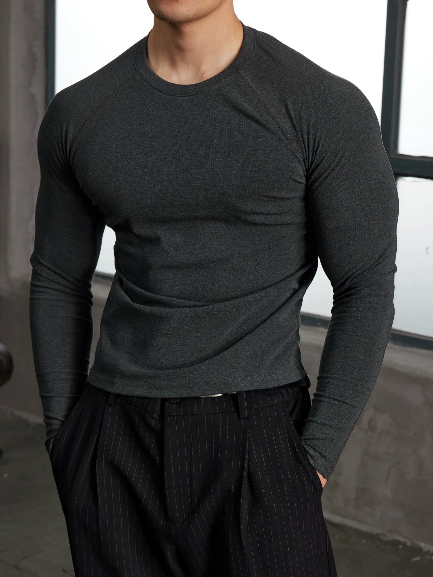 AFTERGLOW Skin-friendly Base Casual Warm Slim Long Sleeves