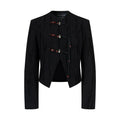 AnnoMundi Woven Bamboo Whispers Cropped Frog-Button Blazer