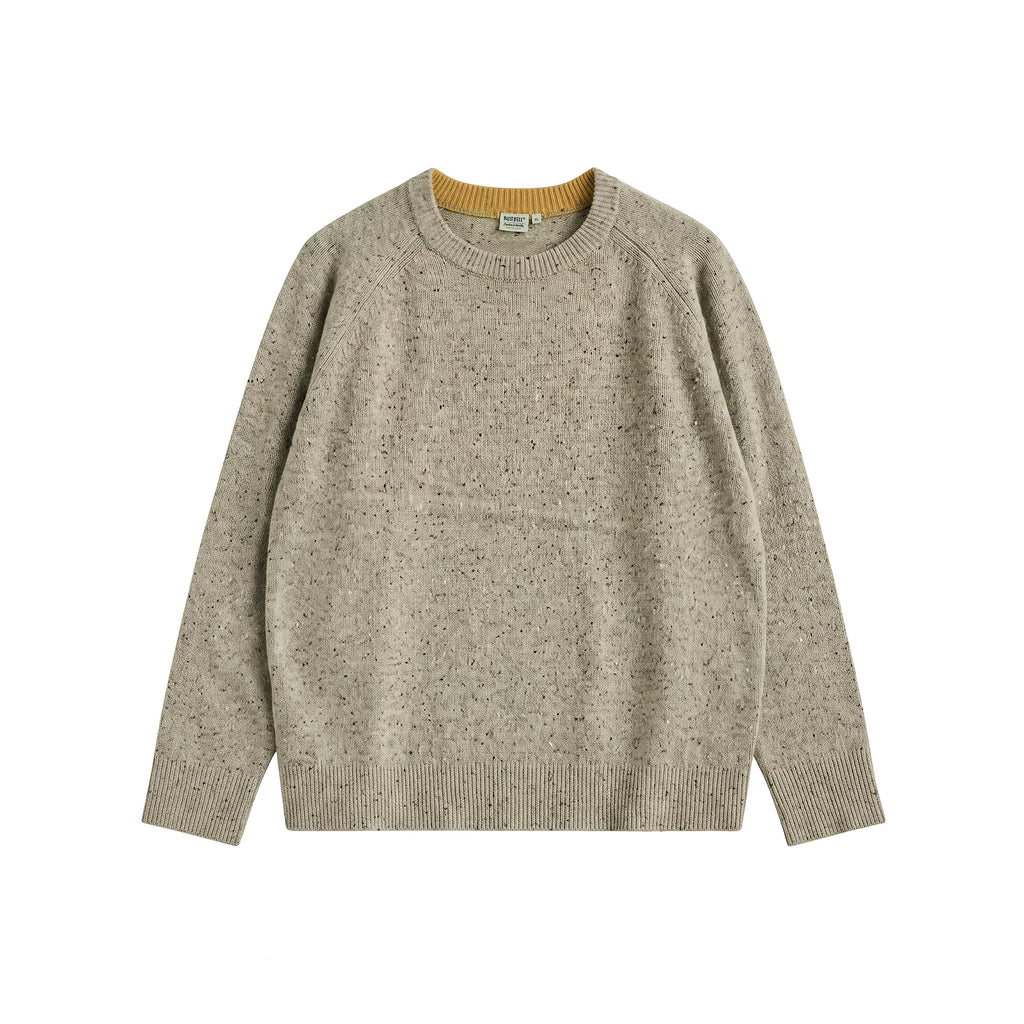 BUTTBILL Contrast Knit 80% Wool Relaxed Crew Neck Sweater