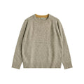 BUTTBILL Contrast Knit 80% Wool Relaxed Crew Neck Sweater
