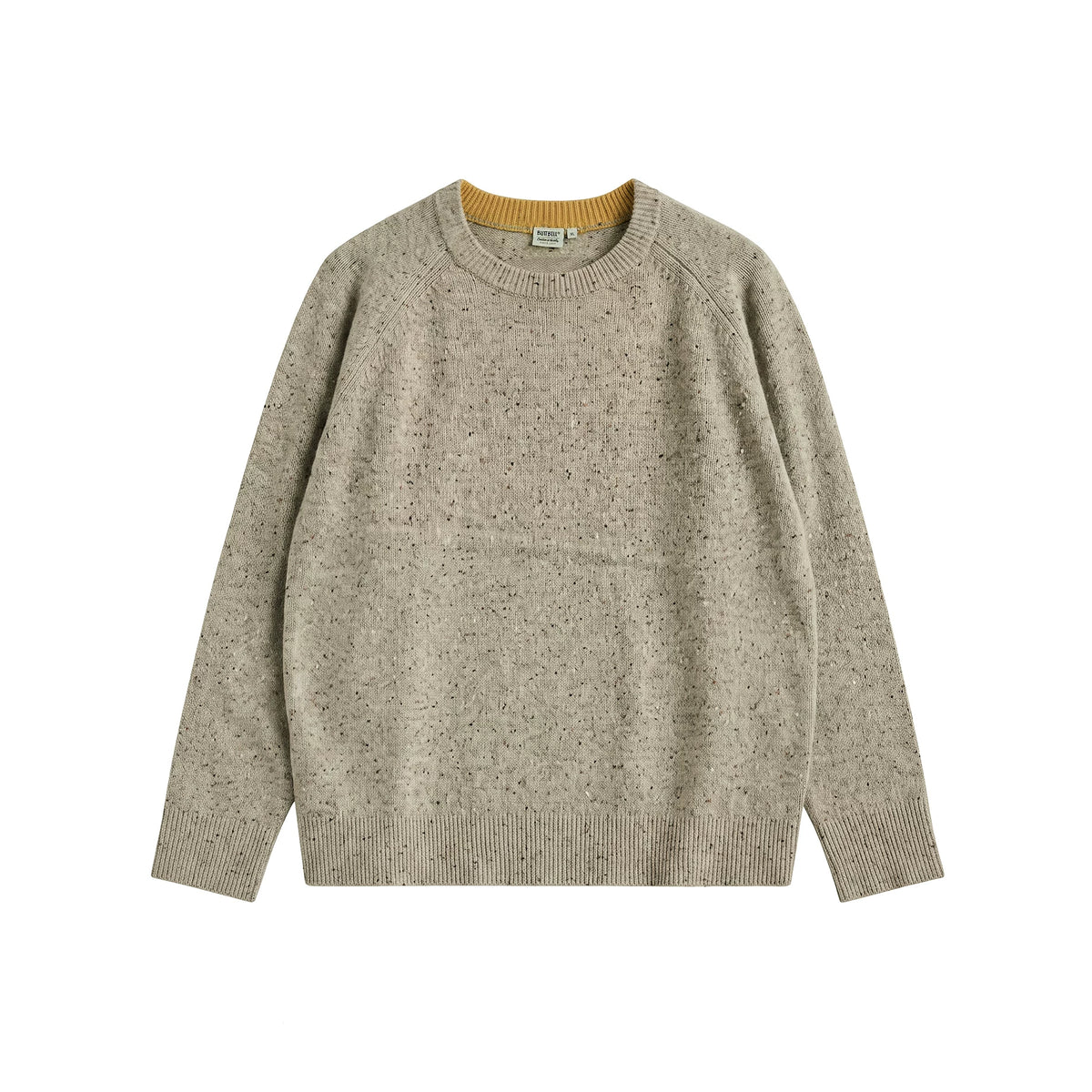 BUTTBILL Contrast Knit 80% Wool Relaxed Crew Neck Sweater