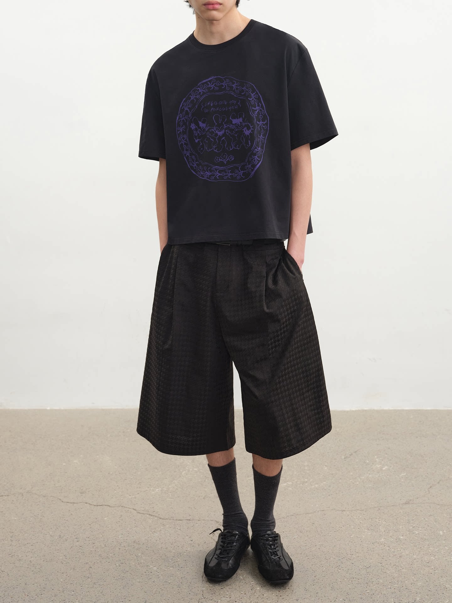 JCAESAR Retro Rabbit Print Casual Tee