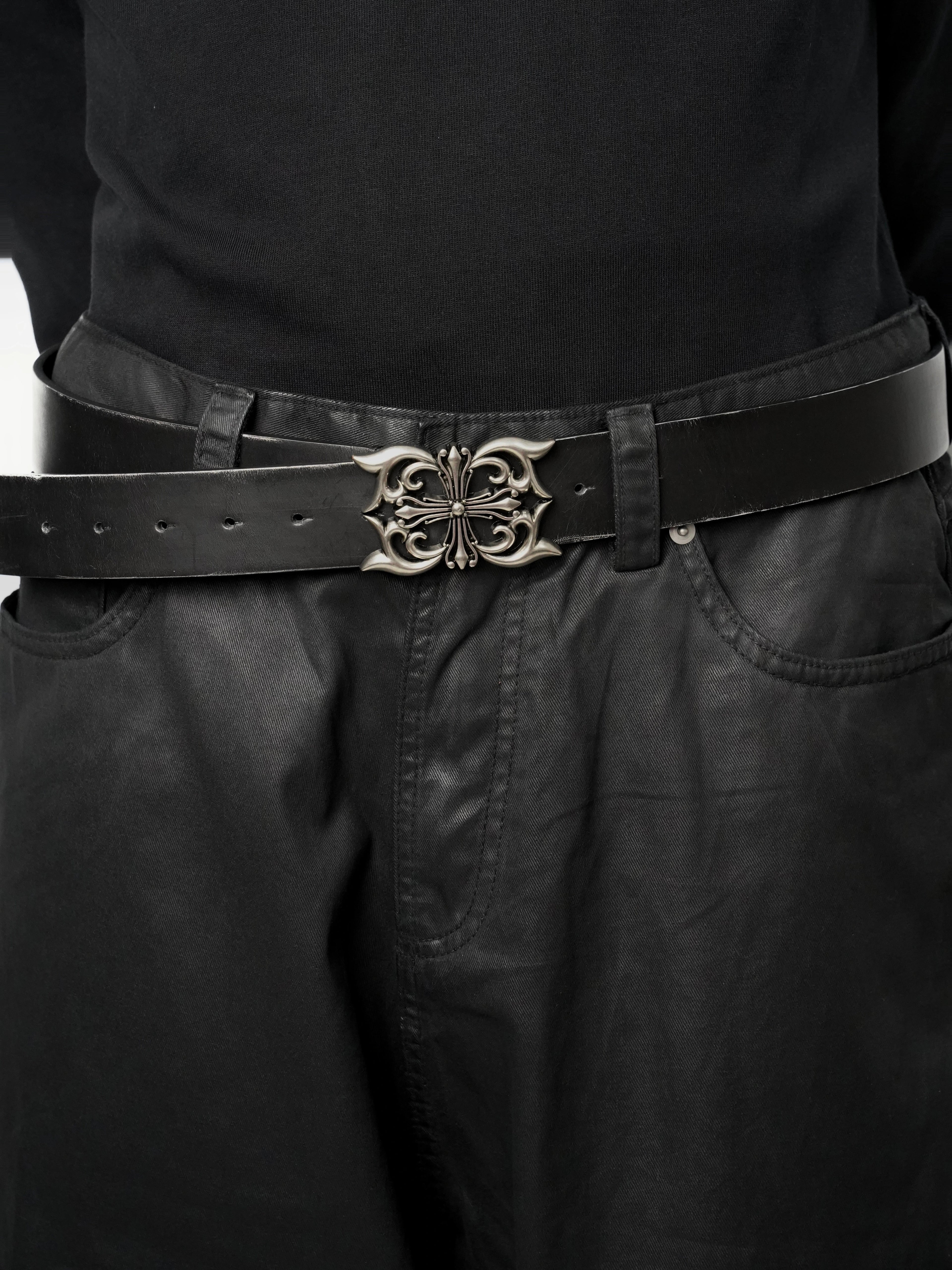 VOWPROGRESS Butterfly Carved Cowhide Belt