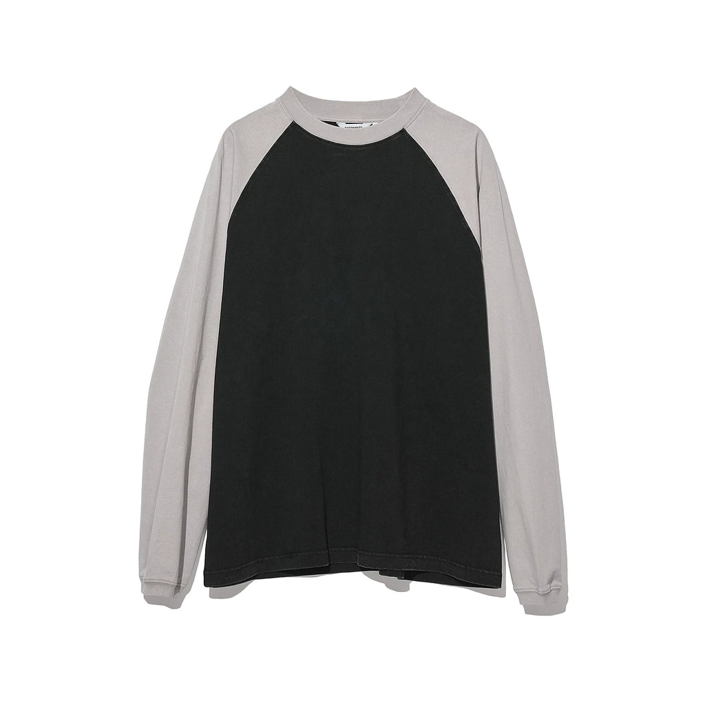 PARTIMENTO Color-Block 260g Washed Oversized Long-Sleeve Tee