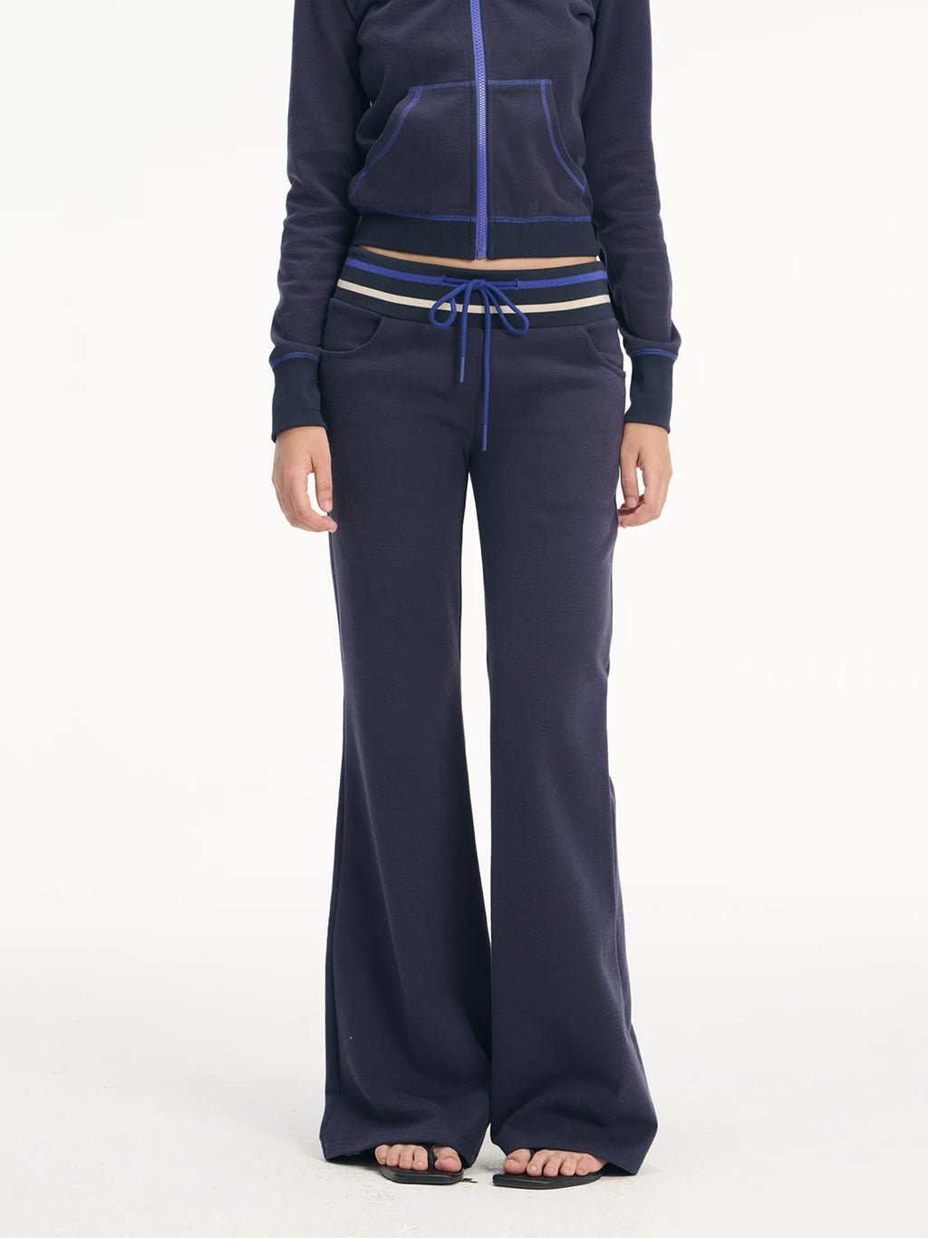 LINY LIBERTY Colorblock Loose Hoodie and Wide-Leg Pants Set
