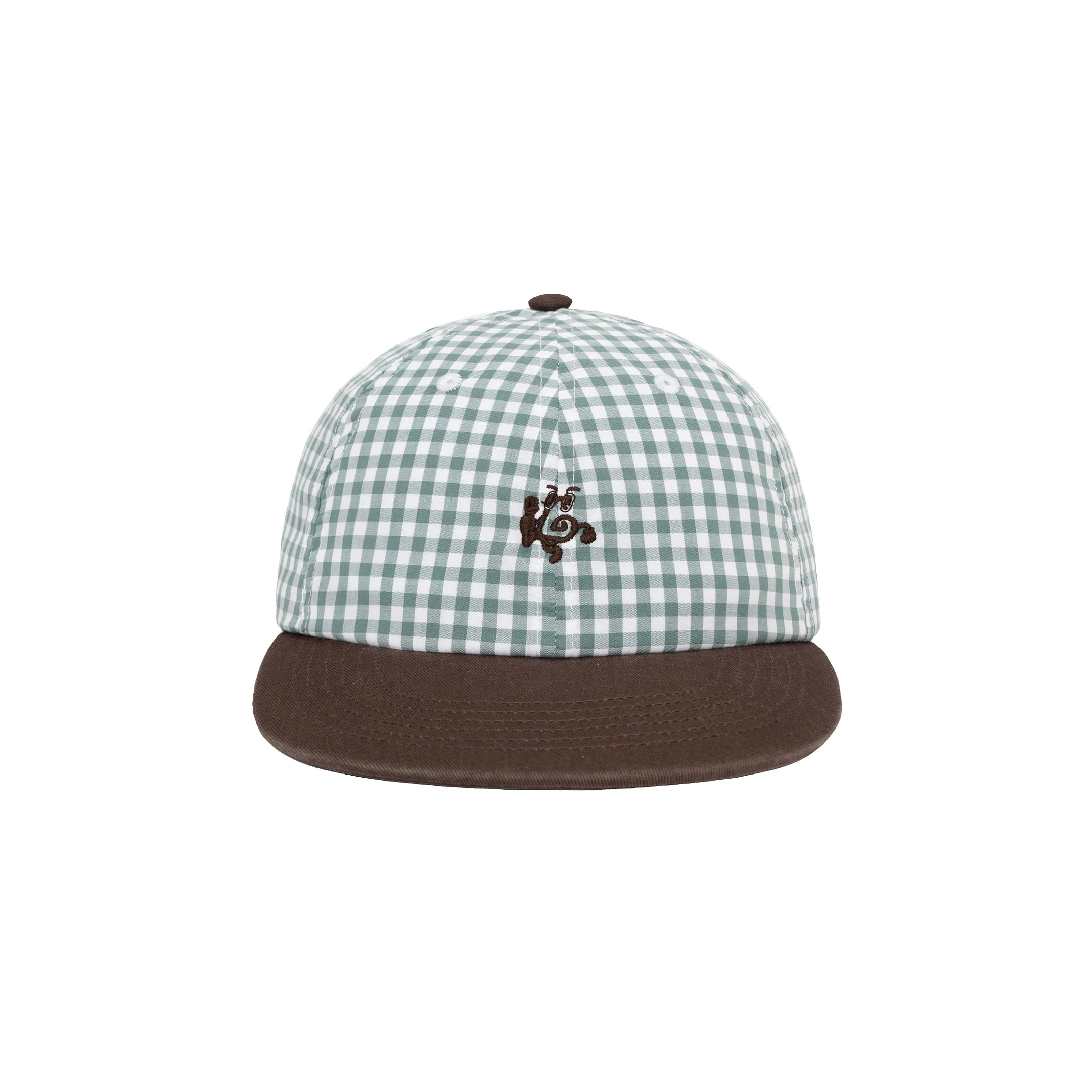 BENT IDEA Embroidered Plaid Flat-Brim Baseball Cap