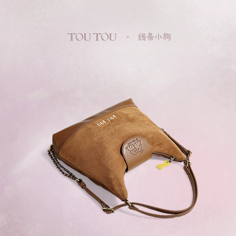 TOUTOU Faux Leather Zip-Top Tote Bag