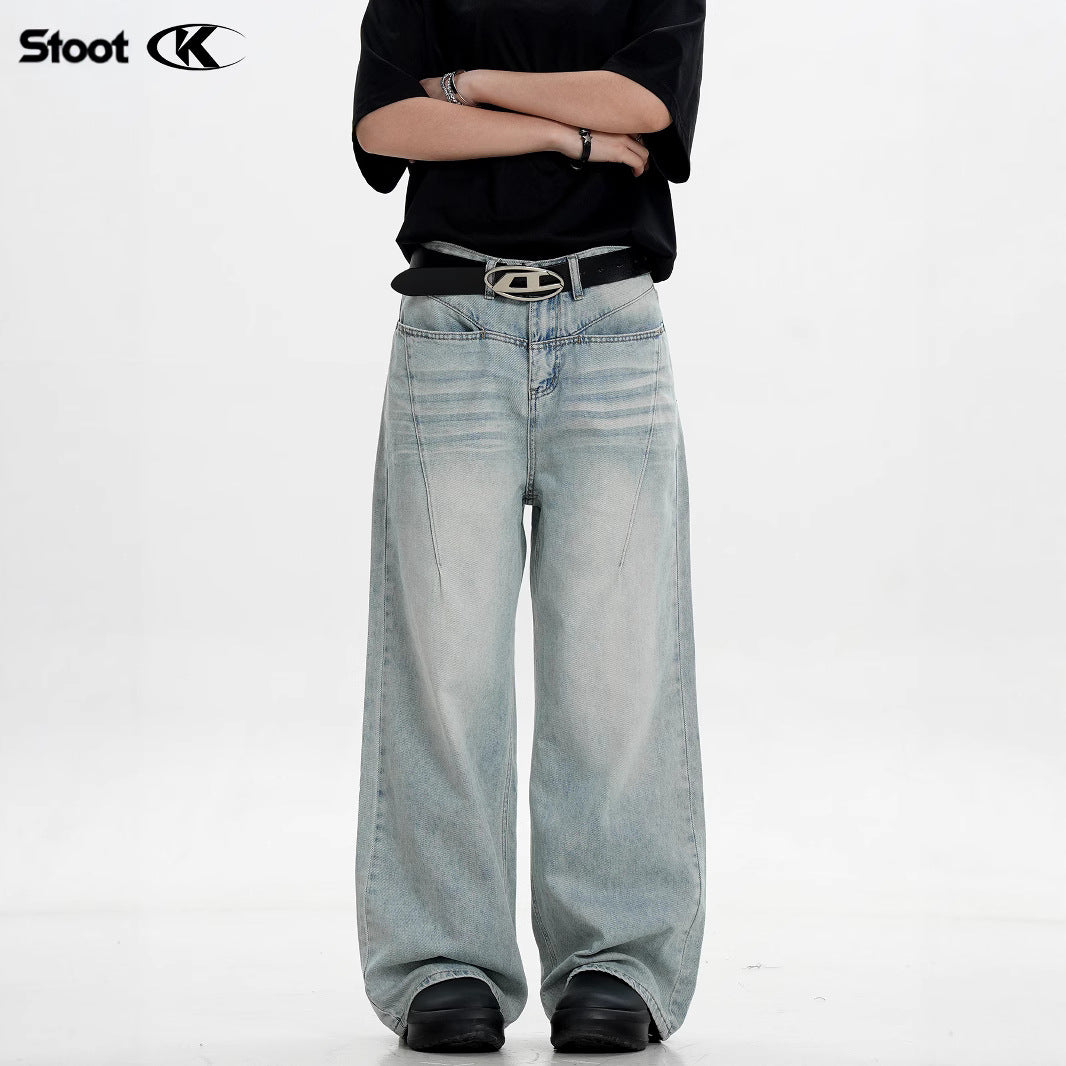 11KN Retro Cat Beard Versatile Jeans