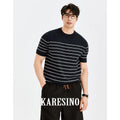 KARESINO Striped Cool-Touch Slim Fit Tee