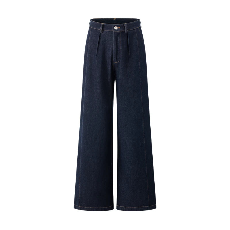 POPWEST Colorblock Denim Strapless Cami & Wide-Leg Pants Set