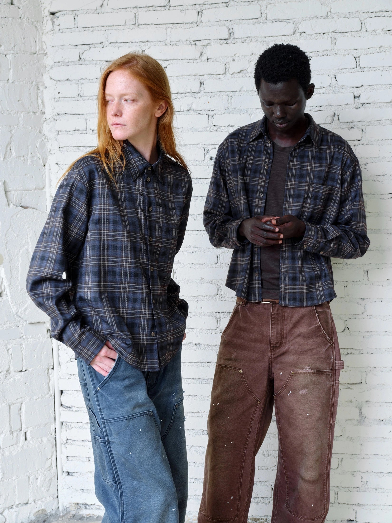VLABMADE Vintage Plaid Long-sleeved Shirt Jacket