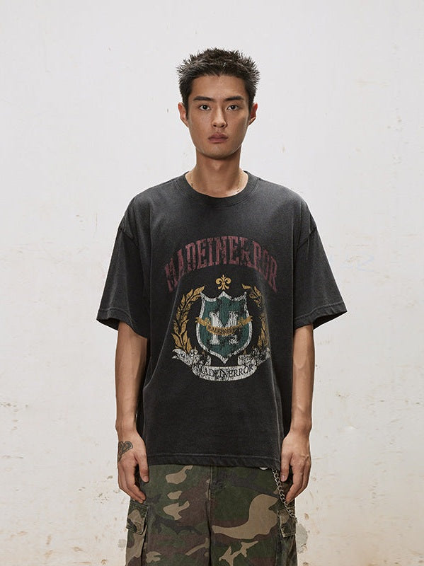 UNF old college cracked texture tee